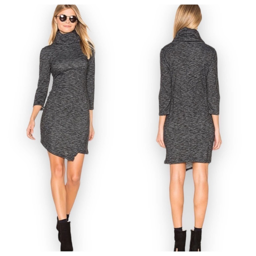 Jack By BB Dakota Charcoal Gray Noland Cowl Neck Mini Dress Women's Size Large